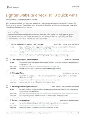 Cover of Lighter website checklist: 10 quick wins